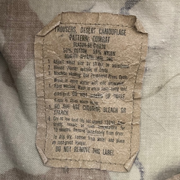Vintage Desert Camouflage Trousers | Extra Small ExShort | 50% Cotton 50% Nylon - Picture 6 of 14
